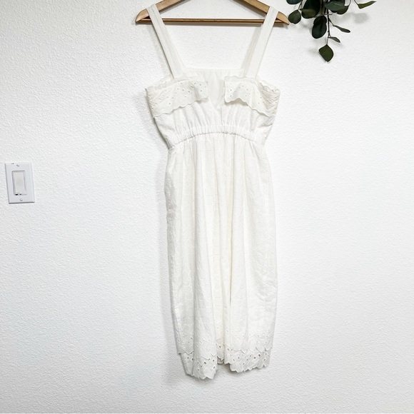 Madewell- NWT White Eyelet Tiered Midi Dress- 0 - Picture 6 of 12